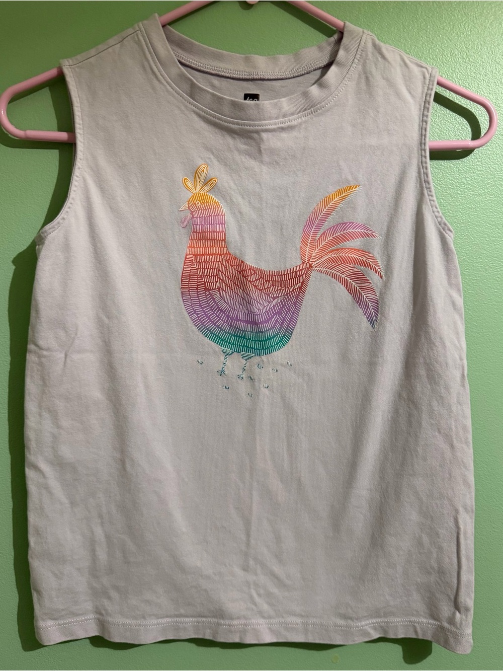 Tea Collection Lilac Rainbow Rooster Chicken Graphic Tank Top Girls 12